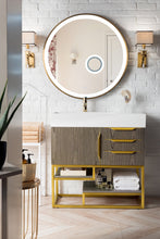 Load image into Gallery viewer, Bathroom Vanities Outlet Atlanta Renovate for LessColumbia 36&quot; Single Vanity, Ash Gray, Radiant Gold w/ Glossy White Composite Top