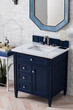 Load image into Gallery viewer, Brittany 30&quot; Single Vanity, Victory Blue w/ 3 CM Carrara Marble Top