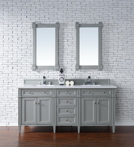 Brittany 72" Urban Gray Double Vanity w/ 3 CM Classic White Quartz Top