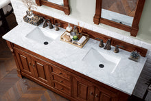 Load image into Gallery viewer, Bathroom Vanities Outlet Atlanta Renovate for LessBrookfield 72&quot; Double Vanity, Warm Cherry w/ 3 CM Carrara MarbleTop