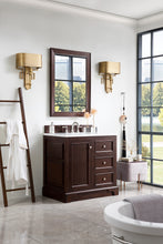 Load image into Gallery viewer, De Soto 36&quot; Single Vanity, Burnished Mahogany w/ 3 CM White Zeus Quartz Top