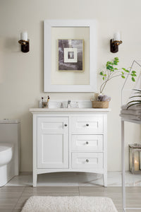 Palisades 36" Single Vanity, Bright White w/ 3 CM Arctic Fall Solid Surface Top