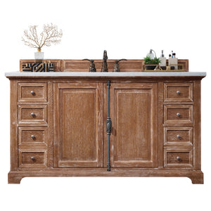 Providence 60" Single Vanity Cabinet, Driftwood, w/ 3 CM Eternal Jasmine Pearl Quartz Top