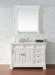 Brookfield 48" Bright White Single Vanity  w/ 3 CM Classic White Quartz Top James Martin