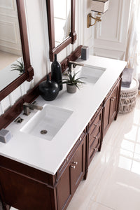 Brittany 72" Burnished Mahogany Double Vanity w/ 3 CM White Zeus Quartz Top