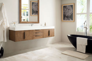 Mercer Island 72" Single Vanity, Latte Oak w/ Glossy White Composite Top