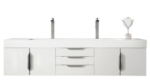 Mercer Island 72" Double Vanity, Glossy White