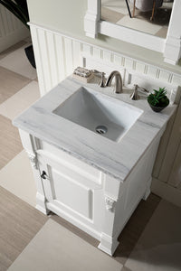 Brookfield 26" Single Vanity, Bright White w/ 3 CM Arctic Fall Solid Surface Top
