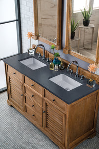 Savannah 60" Double Vanity Cabinet, Driftwood, w/ 3 CM Charcoal Soapstone Quartz Top