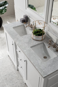 Bathroom Vanities Outlet Atlanta Renovate for LessDe Soto 60" Double Vanity, Bright White w/ 3 CM Carrara Marble Top