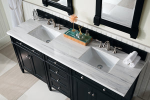 Brittany 72" Black Onyx Double Vanity w/ 3 CM Arctic Fall Solid Surface Top