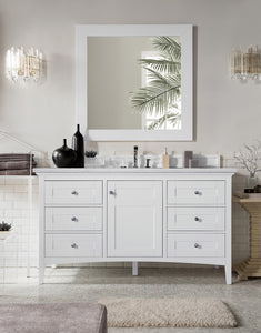 Palisades 60" Single Vanity, Bright White w/ 3 CM Arctic Fall Solid Surface Top