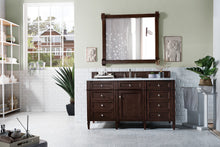 Load image into Gallery viewer, Brittany 60&quot; Burnished Mahogany Single Vanity w/ 3 CM Carrara Marble Top