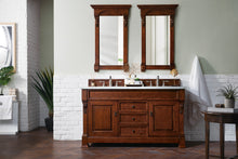 Load image into Gallery viewer, Brookfield 60&quot; Double Vanity, Warm Cherry w/ 3 CM Carrara Marble Top