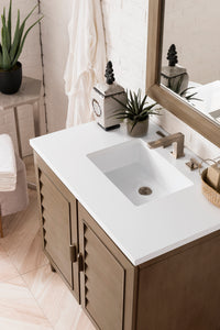 Portland 36" Single Vanity Whitewashed Walnut, w/ 3 CM White Zeus Quartz Top