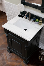 Load image into Gallery viewer, Brookfield 26&quot; Single Vanity, Antique Black w/ 3 CM Arctic Fall Solid Surface Top