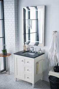 Copper Cove Encore 30" Single Vanity, Bright White w/ 3 CM Charcoal Soapstone Quartz Top