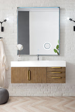 Load image into Gallery viewer, Mercer Island 48&quot; Single Vanity, Latte Oak, Radiant Gold w/ Glossy White Composite Top