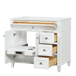 Kensington 36 Right Drawers in Solid Wood Vanity in Bright White - Cabinet Only Ethan Roth