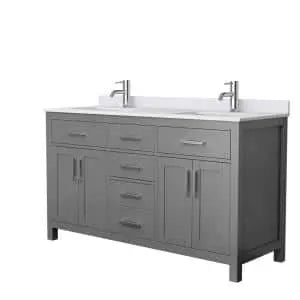 Beckett 66"  Double Vanity in Gray with Quartz Top Wyndham Collection