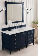 Load image into Gallery viewer, Brittany 60&quot; Victory Blue Single Vanity w/ 3 CM Classic White Quartz Top