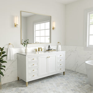 Chicago 60" Single Vanity, Glossy White w/ 3CM Arctic Fall Top