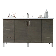 Load image into Gallery viewer, Metropolitan 60&quot; Silver Oak Single Vanity w/ 3 CM Arctic Fall Solid Surface Top