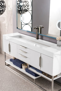 Columbia 72" Single Vanity, Glossy White w/ Glossy White Composite Top