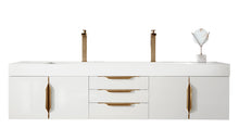 Load image into Gallery viewer, Mercer Island 72&quot; Double Vanity, Glossy White, Radiant Gold w/ Glossy White Composite Top