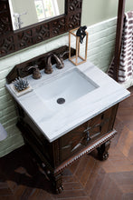 Load image into Gallery viewer, Balmoral 26&quot; Single Vanity Cabinet, Antique Walnut w/ 3 CM Arctic Fall Solid Surface Top