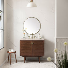 Load image into Gallery viewer, Amberly 36&quot; Single Vanity, Mid-Century Walnut w/ 3CM Eternal Marfil Top
