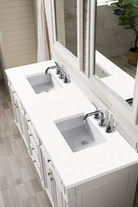 Bristol 72" Double Vanity, Bright White, w/ 3 CM White Zeus Quartz Top