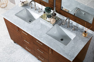 Bathroom Vanities Outlet Atlanta Renovate for LessMetropolitan 60" American Walnut Double Vanity w/ 3 CM Carrara Marble Top