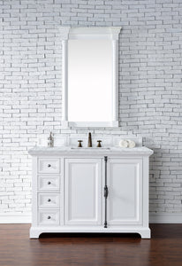 Providence 48" Bright White Single Vanity w/ 3 CM Carrara Marble Top