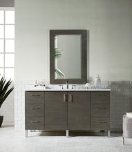 Load image into Gallery viewer, Metropolitan 60&quot; Silver Oak Single Vanity w/ 3 CM Arctic Fall Solid Surface Top