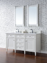 Load image into Gallery viewer, Brittany 60&quot; Bright White Double Vanity w/ 3 CM Classic White Quartz Top