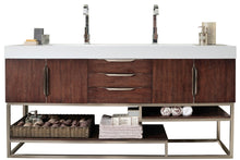 Load image into Gallery viewer, Columbia 72&quot; Double Vanity, Coffee Oak w/ Glossy White Composite Top