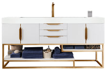 Load image into Gallery viewer, Columbia 72&quot; Single Vanity, Glossy White, Radiant Gold w/ Glossy White Composite Top