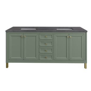 Chicago 72" Double Vanity, Smokey Celadon w/ 3CM Charcoal Soapstone Top