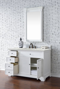 Bathroom Vanities Outlet Atlanta Renovate for LessSavannah 48" Single Vanity Cabinet, Bright White, w/ 3 CM Eternal Jasmine Pearl Quartz Top