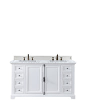 Load image into Gallery viewer, Providence 60&quot; Bright White Double Vanity w/ 3 CM Carrara Marble Top James Martin