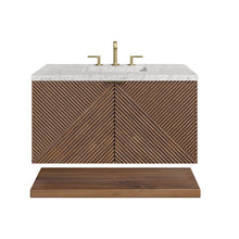 Load image into Gallery viewer, Marcello 36&quot; Single Vanity, Chestnut w/ 3CM Eternal Jasmine Pearl Top