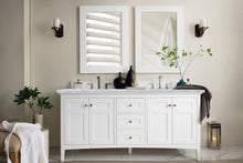Load image into Gallery viewer, Palisades 72&quot; Double Vanity, Bright White w/ 3 CM Carrara Marble Top
