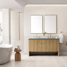 Load image into Gallery viewer, Hudson 60&quot; Double Vanity, Light Natural Oak w/ 3CM Cala Blue Top