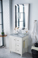 Load image into Gallery viewer, Copper Cove Encore 30&quot; Single Vanity, Bright White w/ 3 CM Carrara Marble Top