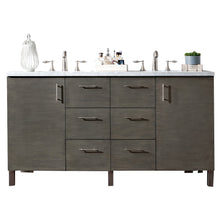 Load image into Gallery viewer, Metropolitan 60&quot; Silver Oak Double Vanity w/ 3 CM Arctic Fall Solid Surface Top