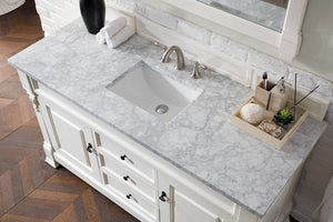 Bathroom Vanities Outlet Atlanta Renovate for LessBrookfield 60" Single Vanity, Bright White w/ 3 CM Carrara Marble Top