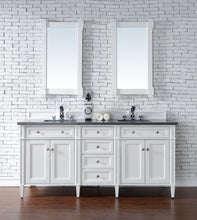 Load image into Gallery viewer, Brittany 72&quot; Bright White Double Vanity w/ 3 CM Charcoal Soapstone Quartz Top