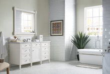 Load image into Gallery viewer, Brittany 60&quot; Bright White Single Vanity w/ 3 CM Carrara Marble Top