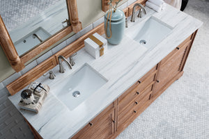 Savannah 72" Driftwood Double Vanity w/ 3 CM Arctic Fall Solid Surface Top